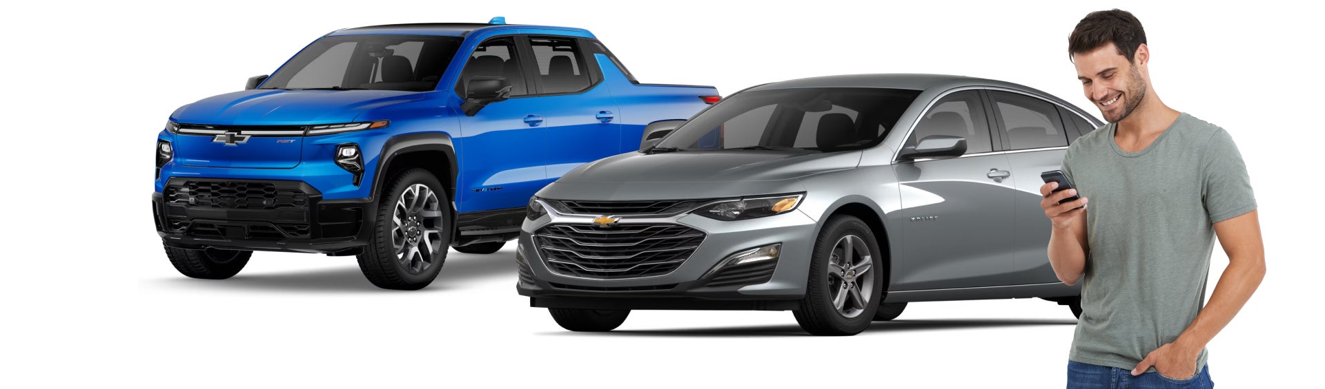 Man standing infront of Chevrolet Lineup